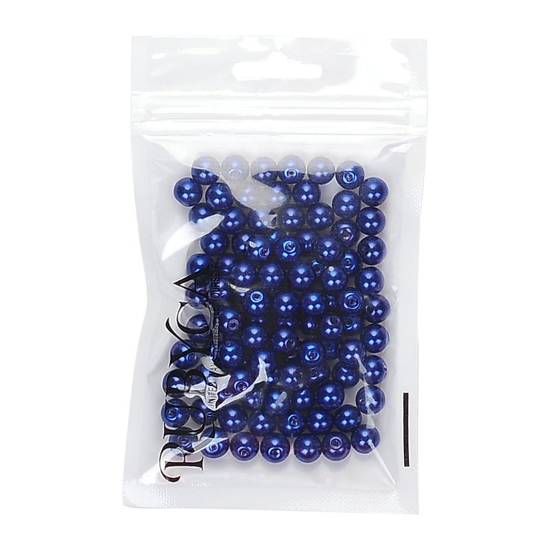 RUBYCA 200Pcs Czech Tiny Satin Luster Glass Pearl Round Beads Beading Jewelry Making 6mm Dark Blue - Image 2